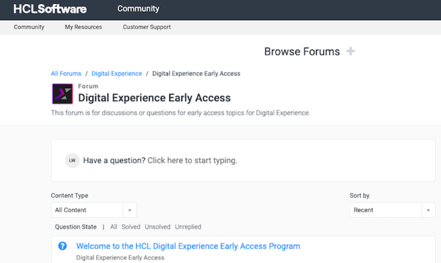 HCL DX Q&A forum