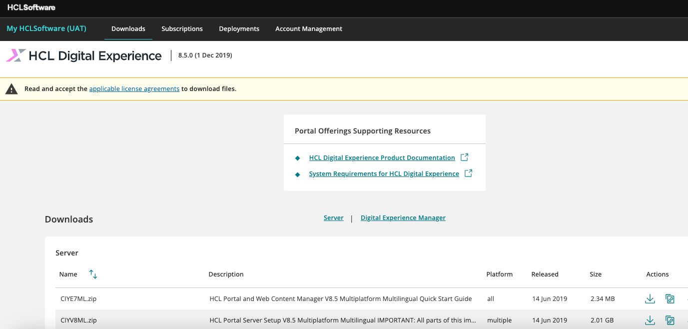 HCL DX Accept License Agreements