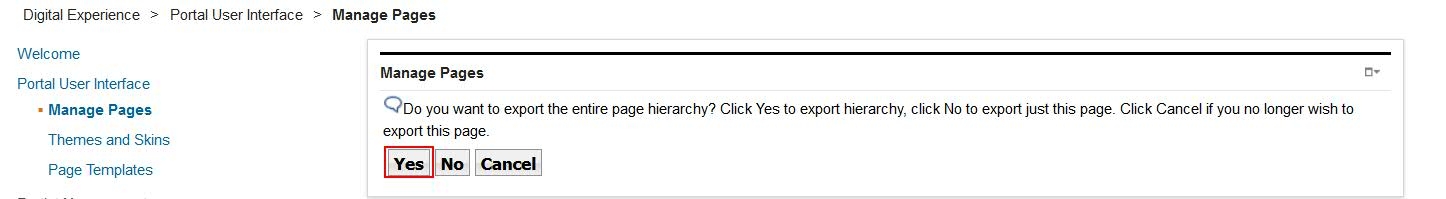 Confirm export of Home page hierarchy