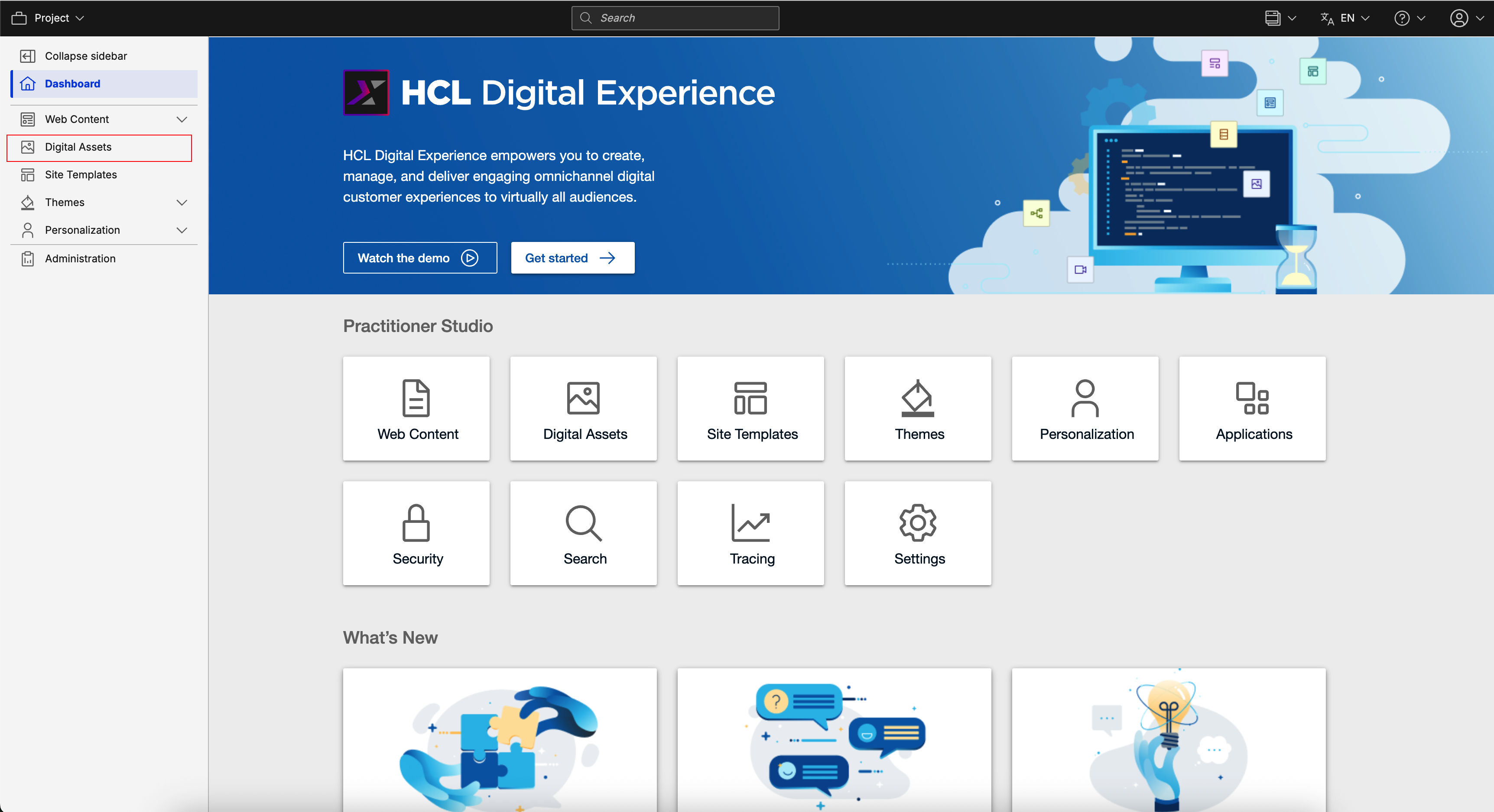 Select Digital Assets from the Practitioner Studio navigator
