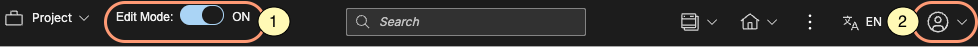 Screen capture of the action bar that highlights edit mode and information mode. Both modes are activated.