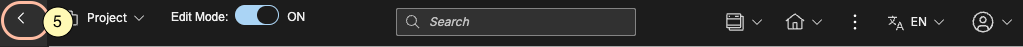 Screen capture of the action bar that highlights the icon that is used to access site toolbar and site manager.