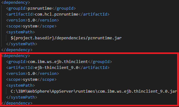Change in pom.xml