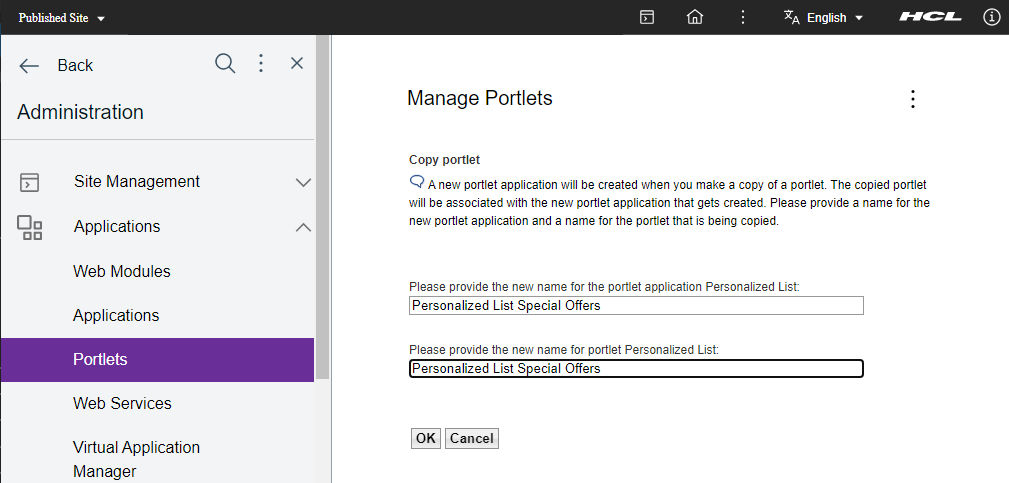Copy Personalized List Portlet