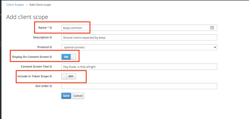 Keycloak Client scope