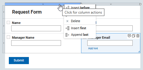 image showing the canvas menu