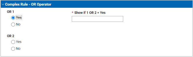 The 'or' rule behavior in the launched form