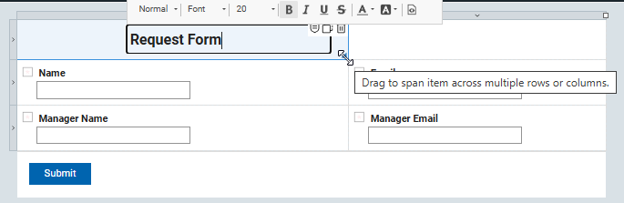 image showing how to adjust a field to span multiple columns