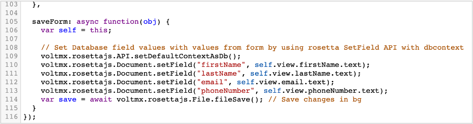 Save button onClick code