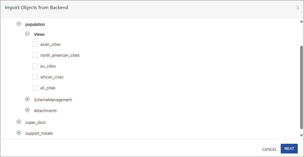 Import Objects from Backend