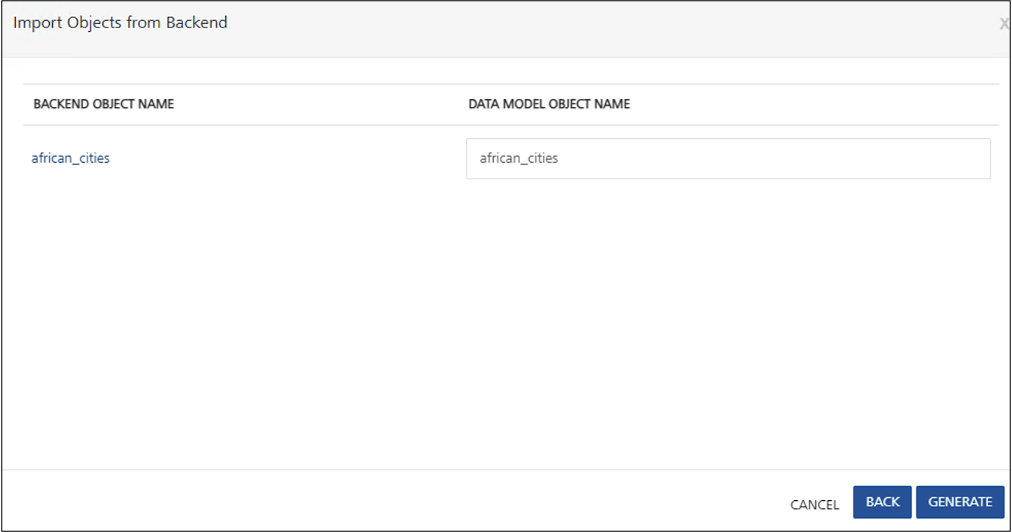 Import Objects from Backend