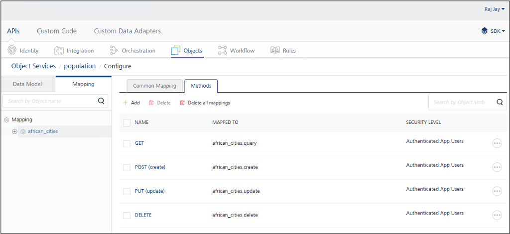 Methods tab