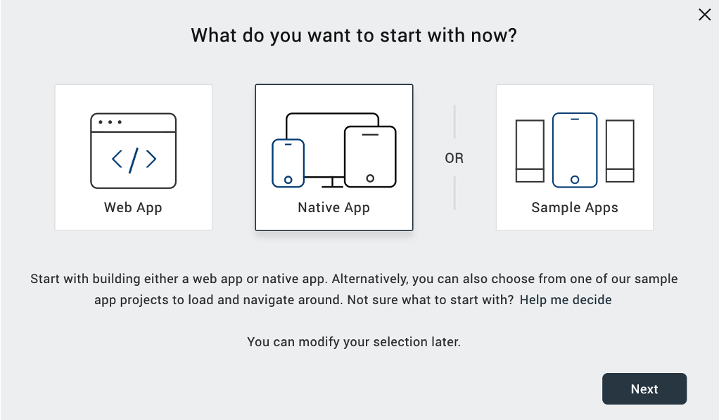 What do you want to start with now dialog