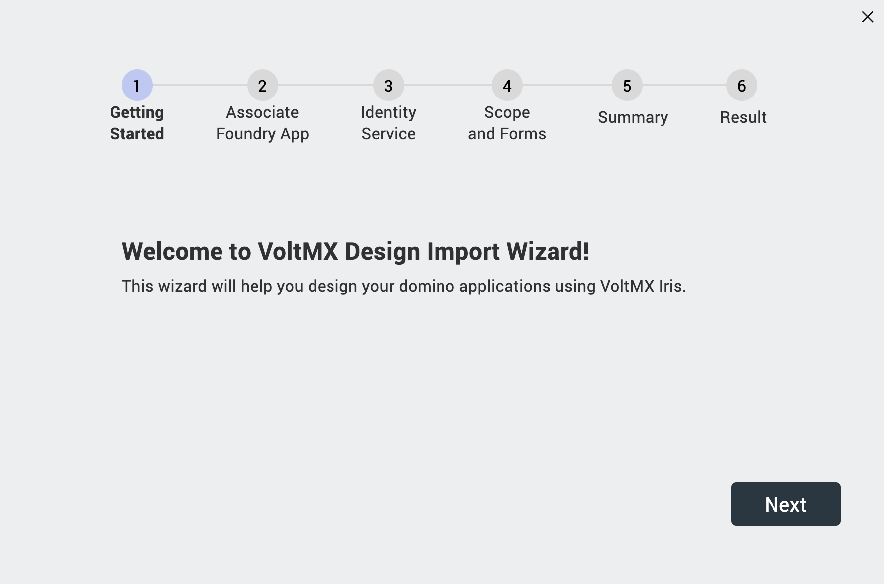 Design Import Wizard dialog