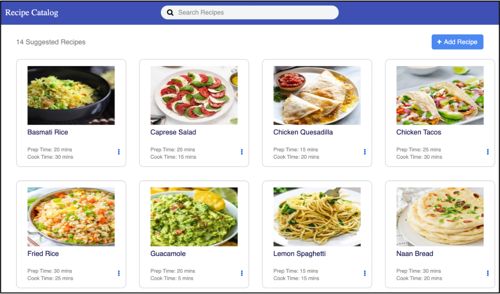First Touch Recipe Catalog app