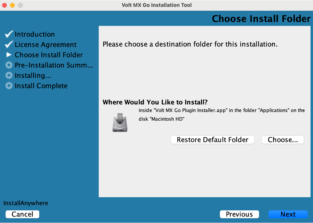 Choose Install Folder