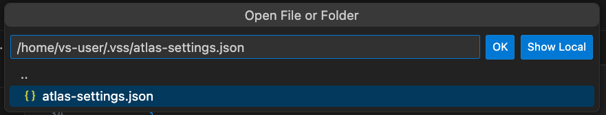 Open atlas-settings dialog