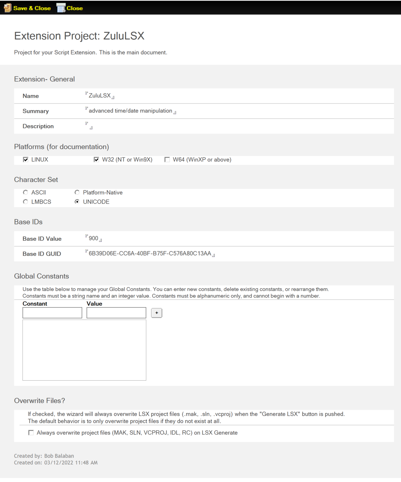 VSID VSE Project Form