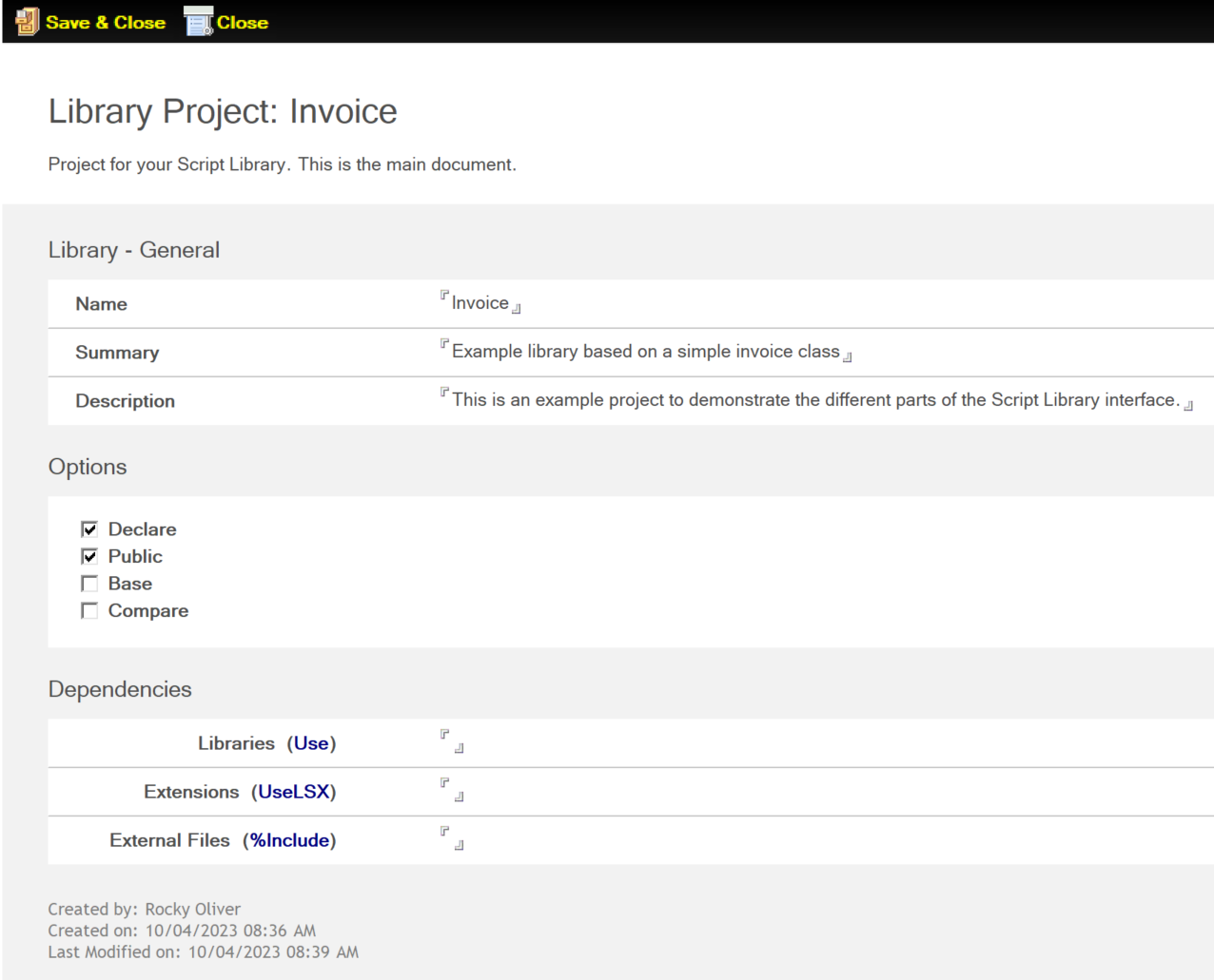 VSID VSS Project Form