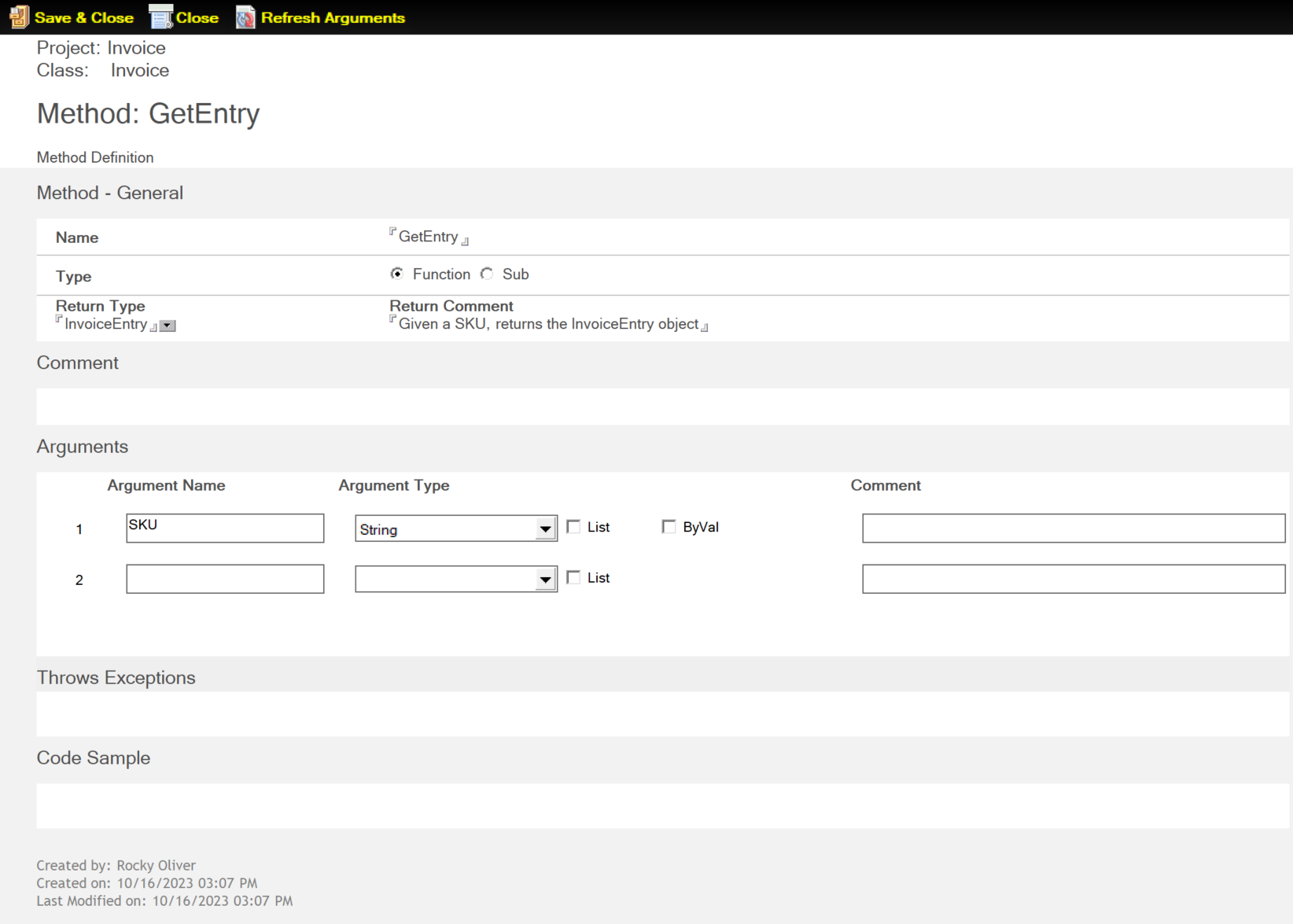 Sample Library - GetEntry Method